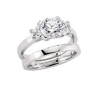 Jewelco London Sterling Silver CZ Wedding Band Wedfit Bridal Rings Set - Size R