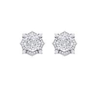 Jewelco London Sterling Silver CZ White Octagonal Rose Cut Stud Earrings