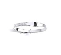 Jewelco London Sterling Silver Kids Expanding Oval ID Plate Bangle - Celtic Interwoven Pattern (55mm)