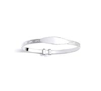 Jewelco London Sterling Silver Kids Expanding Oval ID Plate Bangle With Etched Pattern Motifs (55mm)