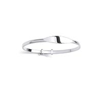 Jewelco London Sterling Silver Kids Expanding Oval ID Plate Plain Polished Bangle (55mm)