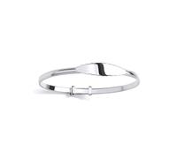 Jewelco London Sterling Silver Kids Expanding Oval ID Plate Plain Polished Bangle (55mm) - BN89