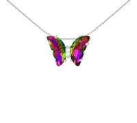 Jewelco London Sterling Silver Mystic Rainbow Half Moon Glass & Cubic Zirconia Multicolour Butterfly Slider Charm Pendant