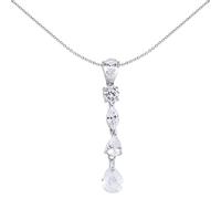 Jewelco London Sterling Silver Pear, Marquise and Round Brilliant Cubic Zirconia Raindrop Tears of Joy Charm Necklace - GVP200