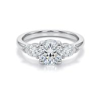 Jewelco London Sterling Silver Round & Pear CZ Chevron Trilogy Travel & Proposal Ring 6mm & 3x5.5mm 1.35CTS