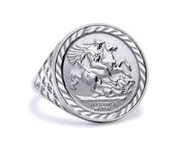 Jewelco London Sterling Silver St George Dragon Slayer Basket Full-Sovereign-Size Ring (not a sovereign coin)
