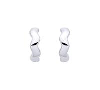 Jewelco London Sterling Silver Twisted Wave Huggie Hoop Earrings