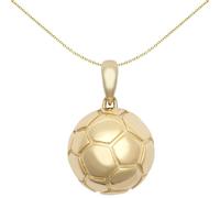 Jewelco London Unisex 9ct Yellow Gold 3D Retro 27 Panel Football Soccer Ball Novelty Pendant - JPD606