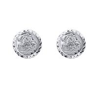 Jewelco London Unisex Solid 925 Sterling Silver St George & Dragon 1999 Medallion Stud Earrings, 10mm