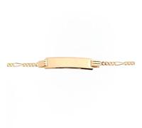 Jewelco London Unisex Solid 9ct Gold 5 Plus 1 Figaro 1.8mm Gauge Identity ID Bracelet 6"