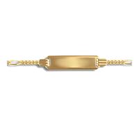 Jewelco London Unisex Solid 9ct Yellow Gold 5 Plus 1 Figaro 1.8mm Gauge Identity ID Bracelet 6"