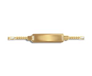 Jewelco London Unisex Solid 9ct Yellow Gold 5 Plus 1 Figaro 1.8mm Gauge Identity ID Bracelet 6"
