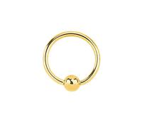 Jewelco London Unisex Solid 9ct Yellow Gold Ball Closure 1.1mm Gauge Hoop Body Ring Piercing, 10mm - JBJ127