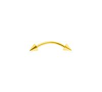 Jewelco London Unisex Solid 9ct Yellow Gold Coned 1.1mm Gauge Barbell Eyebrow Body Bar Piercing, 13mm (9mm Bar)