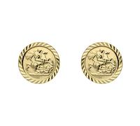 Jewelco London Unisex Solid 9ct Yellow Gold St George & Dragon Medallion Stud Earrings, 10mm - JES376