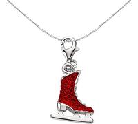 Jewelco London Unisex Sterling Silver Crystal Ice Skate Lobster Clasp Link Charm