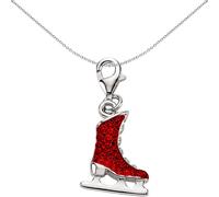 Jewelco London Unisex Sterling Silver Crystal Ice Skate Lobster Clasp Link Charm