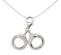 Jewelco London Unisex Sterling Silver Handcuffs Lobster Clasp Link Charm