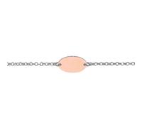 Jewelco London White and Rose Gold-Plated Sterling Silver ID Identity 19mm Oval Disc Tag ID Identity Bracelet - GVB222