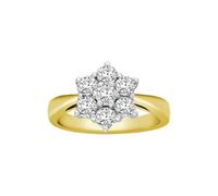 Jewelco London Women's 18ct 2 Colour Gold 1.25ct Diamond 7 Stone Flower Cluster Ring - 18R130-125 | Size: K Jewelco London Multicolor K