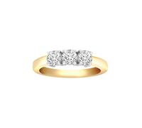 Jewelco London Women's 18ct 2 Colour Gold Diamond 3 Stone Uniform Trilogy Ring 4mm | Size: Medium Jewelco London Multicolor M