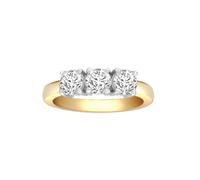 Jewelco London Women's 18ct 2 Colour Gold Diamond 3 Stone Uniform Trilogy Ring 5mm - 18R944-125 | Size: Large Jewelco London Multicolor L