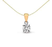 Jewelco London Ladies Solid 18ct Yellow Gold 4 Claw Set Round 0.5ct D / VS Lab Grown Diamond Solitaire Charm Pendant - LAB18P004-050