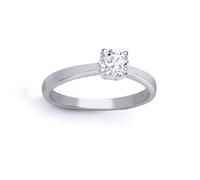 Jewelco London Women's 18ct White Gold 0.25ct Diamond Solitaire Engagement Ring 4mm | Size: U Jewelco London White U