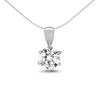 Jewelco London Ladies Solid 18ct White Gold 6 Claw Set Round G SI1 0.2ct Diamond Solitaire Charm Pendant - 18P007-020