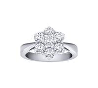 Jewelco London Women's 18ct White Gold 1.5ct Diamond 7 Stone Flower Cluster Ring 12mm in Silver | Size: j Jewelco London Silver j