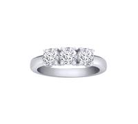 Jewelco London Women's 18ct White Gold 1ct Diamond 3 Stone Uniform Trilogy Ring 4.5mm in Silver | Size: Small Jewelco London Silver S