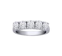 Jewelco London Women's 18ct White Gold 2ct Diamond 5 Stone Pentalogy Eternity Ring - 18R949-200 | Size: I Jewelco London White I