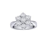 Jewelco London Women's 18ct White Gold 2ct Diamond 7 Stone Flower Cluster Ring | Size: Medium Jewelco London White M