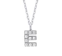 Jewelco London Women's 925 Silver Encrusted Mini Initial Pendant Necklace 16 + 1 inch - GIN6E in White Jewelco London White One Size