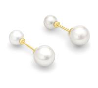 Jewelco London Women's 9ct Gold Cultured Freshwater Pearl Full Moon Double-Sided Stud Earrings 5mm & 7mm - 1-58-8769