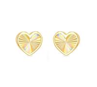 Jewelco London Women's 9ct Gold Magic Rainbow Spectrum Fluted Starburst Love Heart Stud Earrings, 9mm - 1-55-9538