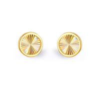 Jewelco London Women's 9ct Gold Magic Rainbow Spectrum Fluted Starburst Round CD Disc Stud Earrings, 8mm - 1-55-9539