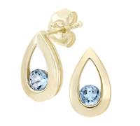 Jewelco London Women's 9ct Gold Round 0.32ct Blue Topaz Teardrop Drop Earrings - PE0AXL1804YBT Jewelco London Gold One Size