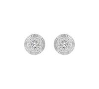 Jewelco London Women's 9ct White Gold CZ Fluted Bezel Sunburst Stud Earrings, 10mm - JES350 Jewelco London White One Size
