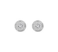 Jewelco London Women's 9ct White Gold CZ Fluted Bezel Sunburst Stud Earrings, 8mm - JES349 Jewelco London White One Size