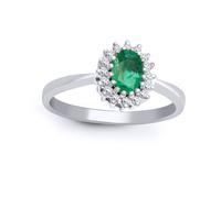 Jewelco London Women's 9ct White Gold Diamond Emerald Classic Royal Cluster Ring 9mm | Size: T Jewelco London White T