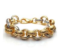 Jewelco London Women's Flash-plated Brass Patterned CZ Belcher 14mm Bracelet 7.75" 20cm in Gold Jewelco London Gold One Size