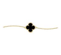 Jewelco London Women's Gold-plated Silver Black Clover Onyx Lucky Charm Bracelet 7-8.5" - ABB237-GP in Gold Jewelco London Gold One Size
