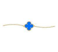Jewelco London Women's Gold-plated Silver Blue Clover Agate Lucky Charm Bracelet 7-8.5" - ABB239-GP in Gold Jewelco London Gold One Size