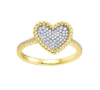 Jewelco London Women's Gold-plated Silver CZ Rope Edge Encrusted Love Heart Cluster Ring - ARN196 in Gold | Size: N Jewelco London Gold N