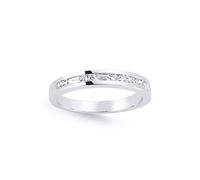 Jewelco London Women's Silver Baguette CZ Horizontal Channel Set Eternity Ring in White | Size: N Jewelco London White N