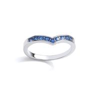 Jewelco London Women's Silver Blue CZ 9 Stone Channel Set Wishbone Eternity Ring - GVR826SAP in White | Size: R Jewelco London White R