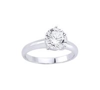 Jewelco London Women's Silver CZ 3 Claw Solitaire Engagement Ring - GVR354 in White | Size: Q Jewelco London White Q
