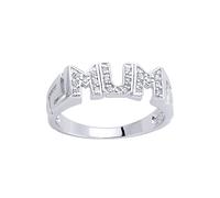 Jewelco London Women's Silver CZ Greek Key Pave MUM ID Signet Ring - GVR335 in White | Size: R Jewelco London White R