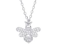 Jewelco London Women's Silver CZ Honey Queen Bee Charm Necklace 16 inch - GVK273 in White Jewelco London White One Size